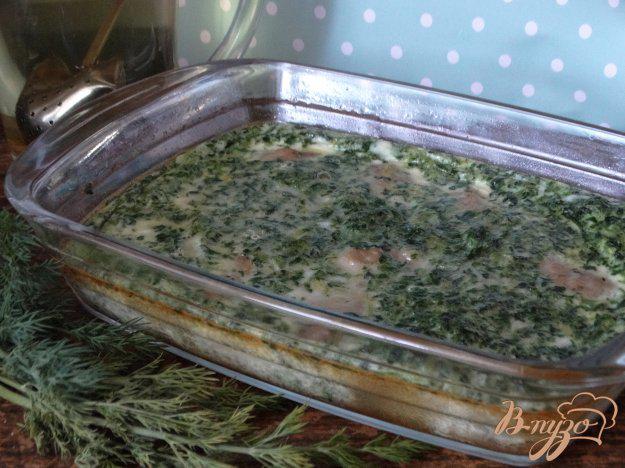 фото рецепта: Омлет  с фрикадельками и шпинатом