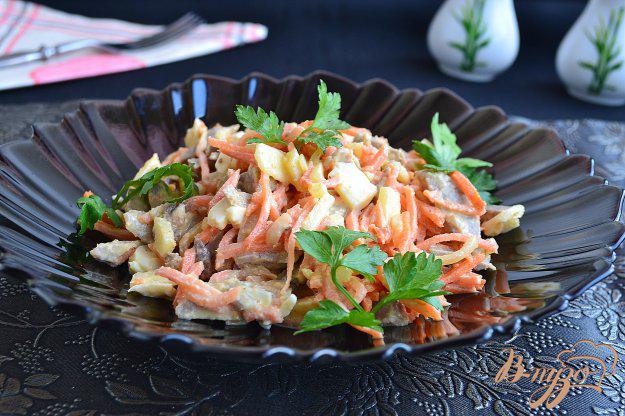 салат с языком и корейской морковкой