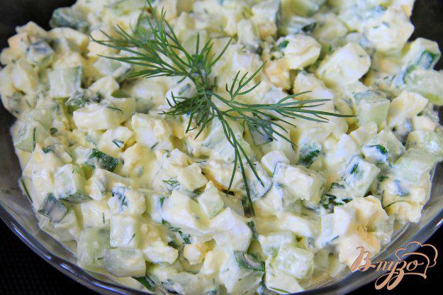 фото рецепта: Салат со свежим огурцом, яйцами и зеленью