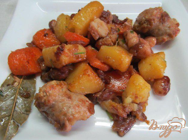фото рецепта: Домашние колбаски  беконом и овощами