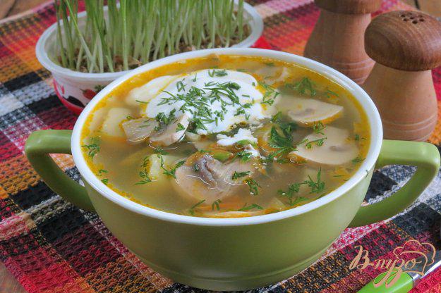 фото рецепта: Суп с крапивой и грибами