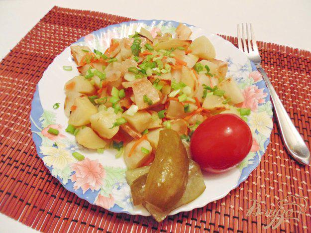 фото рецепта: Картофель запечёный с луком и салом