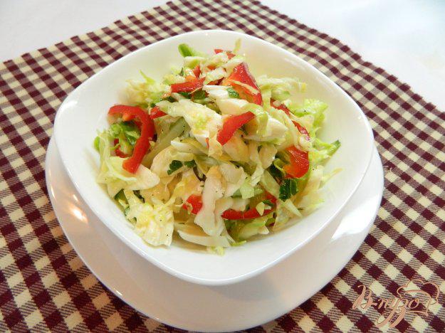 фото рецепта: Салат из свежей капусты с перцем и сыром сулугуни