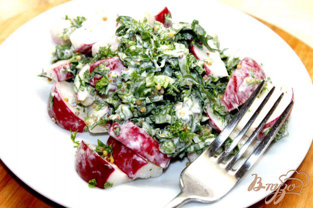 фото рецепта: Салат с редисом, зеленью и шпинатом