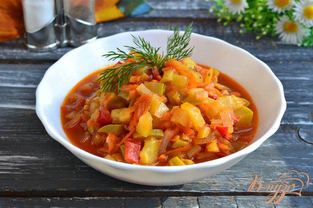 фото рецепта: Кабачки с овощами в томатном соусе в мультиварке
