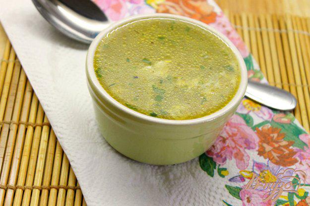 фото рецепта: Суп на курином бульоне с рисом и яйцом