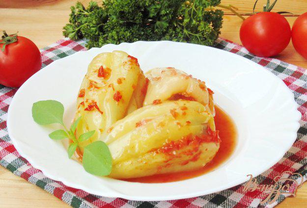 фото рецепта: Перец фаршированный курицей в кисло-сладком соусе