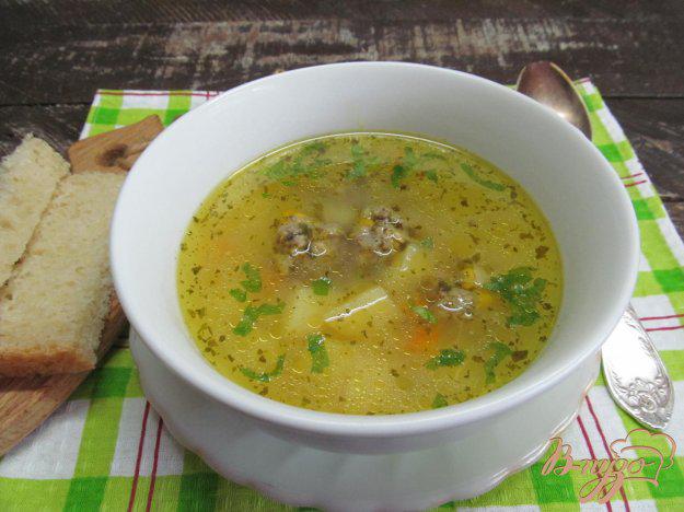 фото рецепта: Овощной суп с фрикадельками из мяса с кабачком