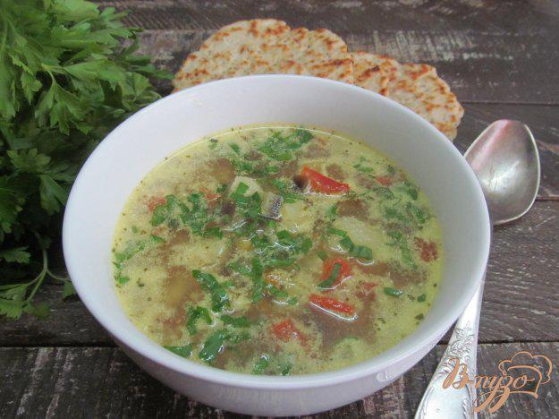 фото рецепта: Суп с баклажаном и рисом