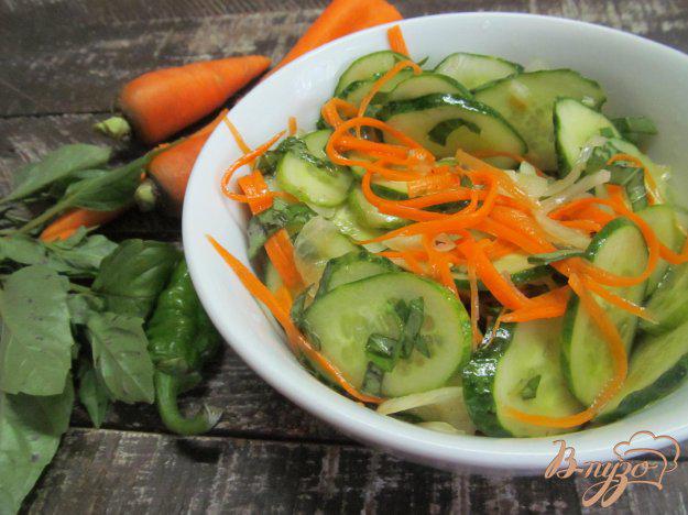 фото рецепта: Маринованный салат из огурца с морковью