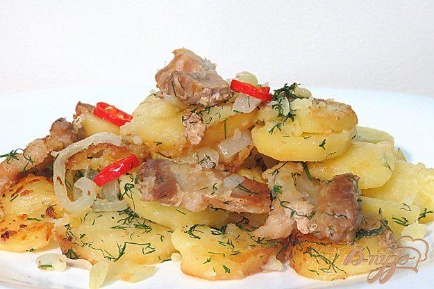 фото рецепта: Картофель жареный на сковороде с грудинкой