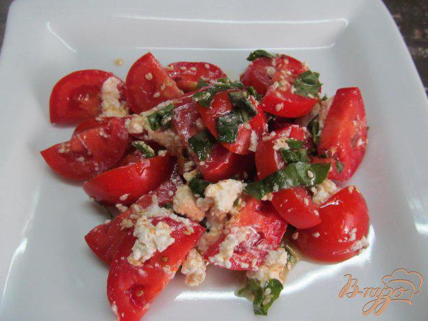 фото рецепта: Помидорный салат с творогом и базиликом