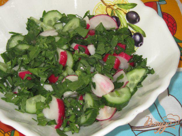 фото рецепта: Салат из щавеля с огурцом и редисом