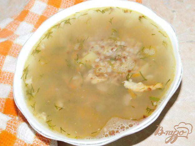 фото рецепта: Куриный суп с гречкой и грибами