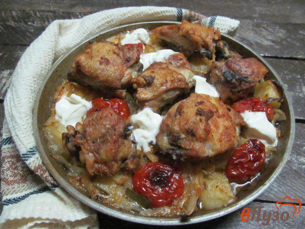 фото рецепта: Курица с картофелем и квашеной капустой