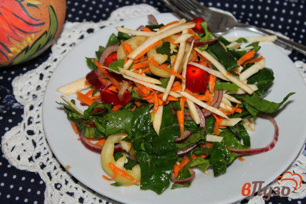 фото рецепта: Витаминный салат из сельдерея со шпинатом и перцем