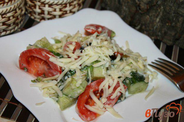фото рецепта: Помидорный салат с зеленью и моцареллой