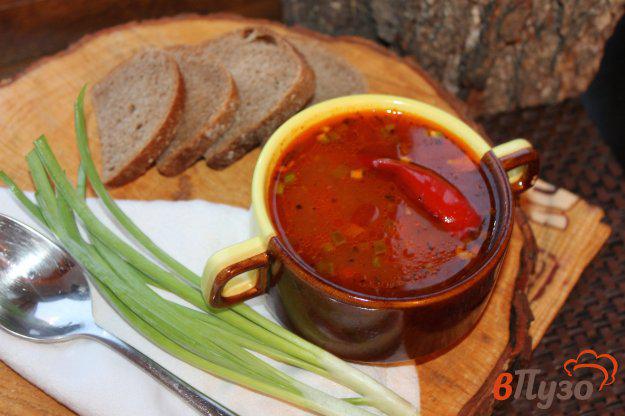 фото рецепта: Острый томатный суп с копченостями