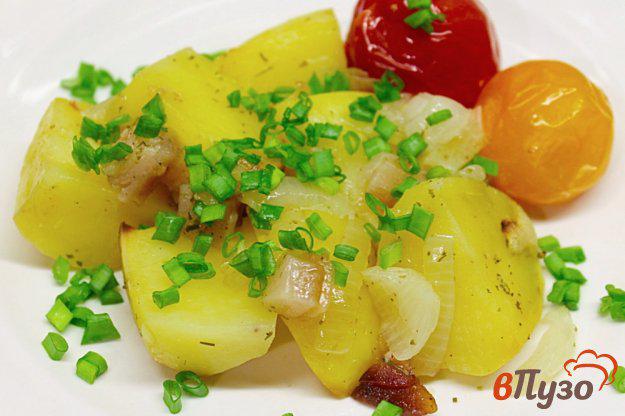фото рецепта: Картофель с салом запеченый в рукаве