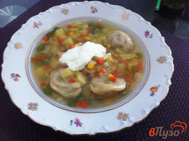 фото рецепта: Овощной суп с пельменями