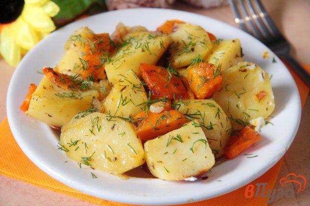 фото рецепта: Картофель, запеченный в рукаве с тыквой