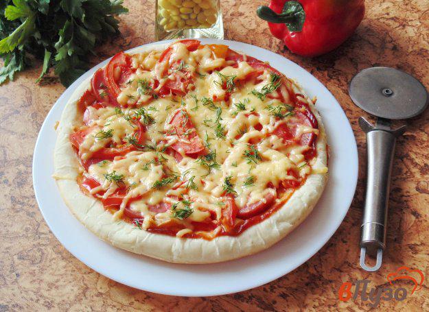 фото рецепта: Пицца с болгарским перцем и колбасой