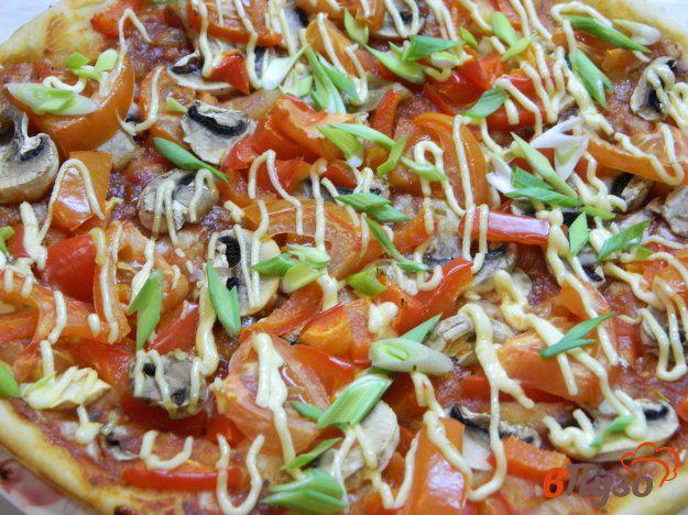 фото рецепта: Овощная пицца с соусом и грибами
