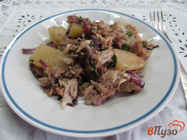 фото рецепта: Жареный картофель с вареным мясом и фенхелем