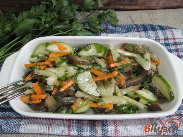 фото рецепта: Салат из баклажана с морковью и огурцом