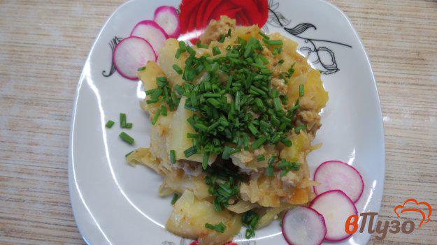 фото рецепта: Тушеная капуста с картошкой и кабачком