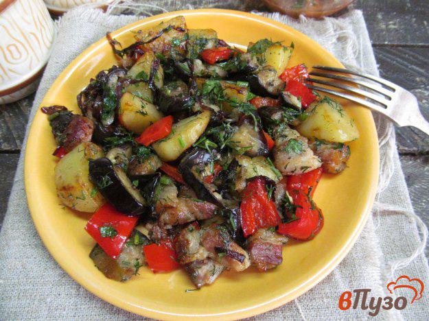 фото рецепта: Жареные овощи на свиной пашине