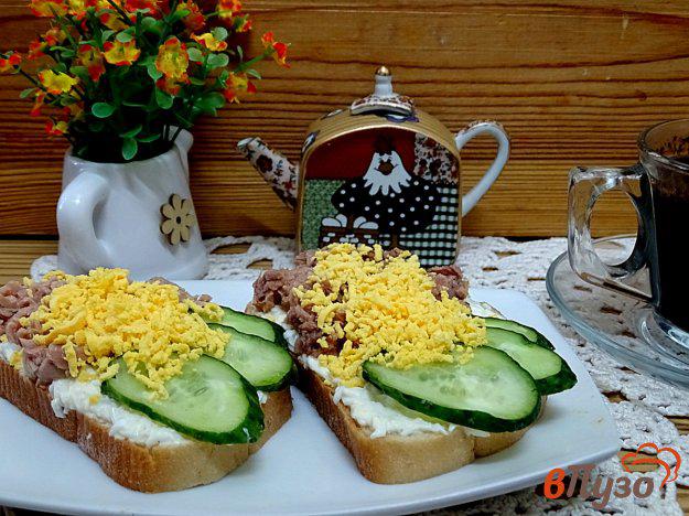 фото рецепта: Бутерброды с консервированным тунцом, яйцом и огурцом