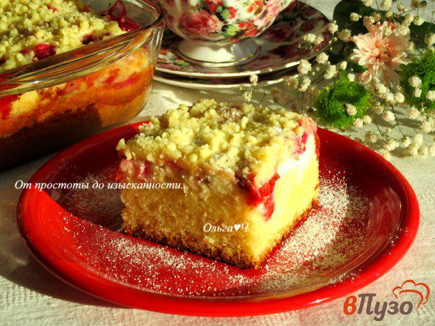 фото рецепта: Творожный пирог со сливой и штрейзелем