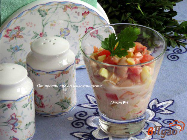 фото рецепта: Салат с  фасолью, картофелем, грибами и помидором
