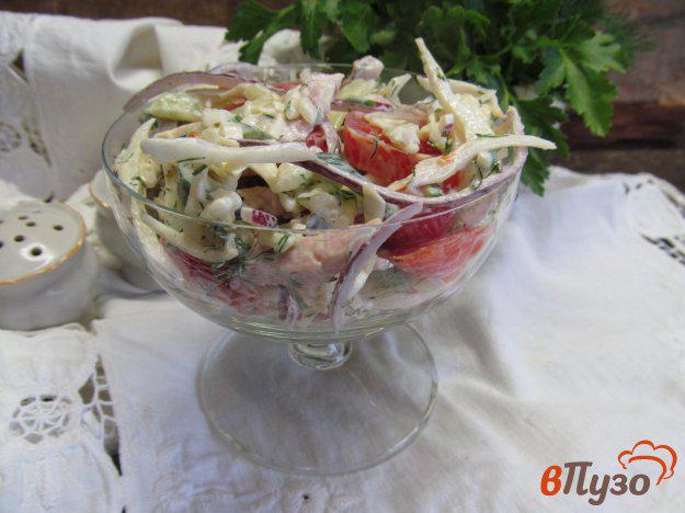 фото рецепта: Салат с ветчиной рисом и болгарским перцем