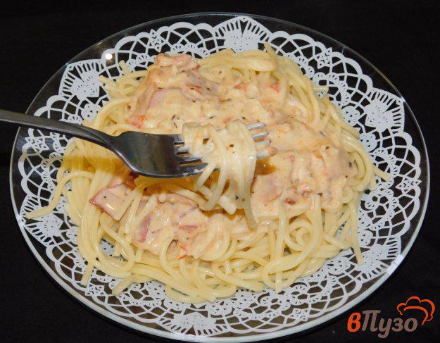 фото рецепта: Спагетти с соусом из копченого бекона