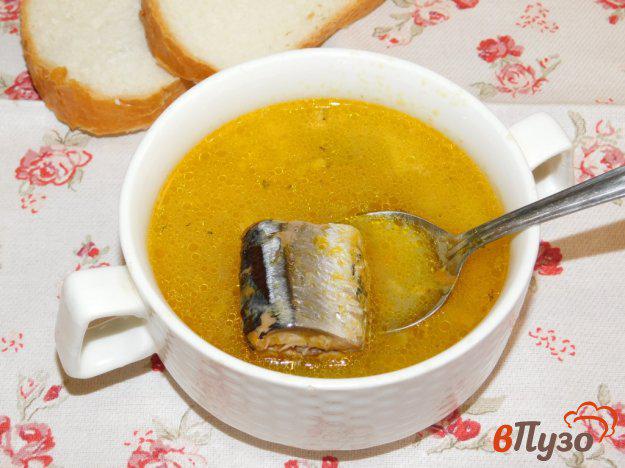 фото рецепта: Суп из консервированной сайры с рисом