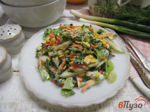 фото рецепта: Салат из кукурузы с морковью и огурцом