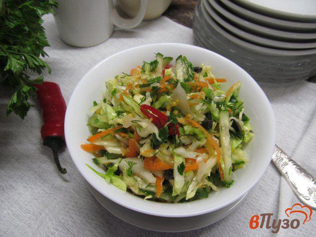 фото рецепта: Салат из молодой капусты с оливками