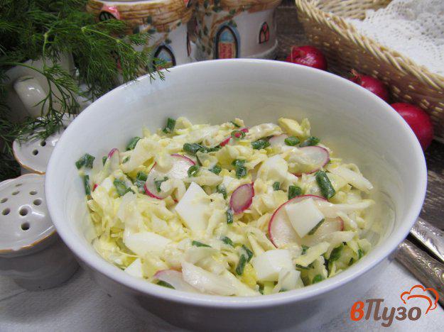 фото рецепта: Салат из молодой капусты с редисом и яйцом