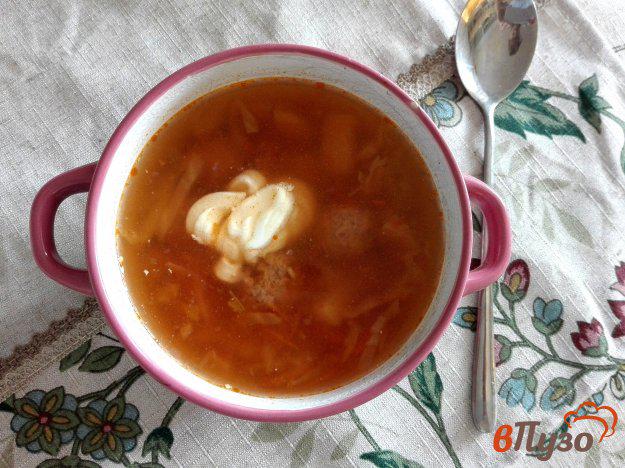 фото рецепта: Капустный суп с фрикадельками