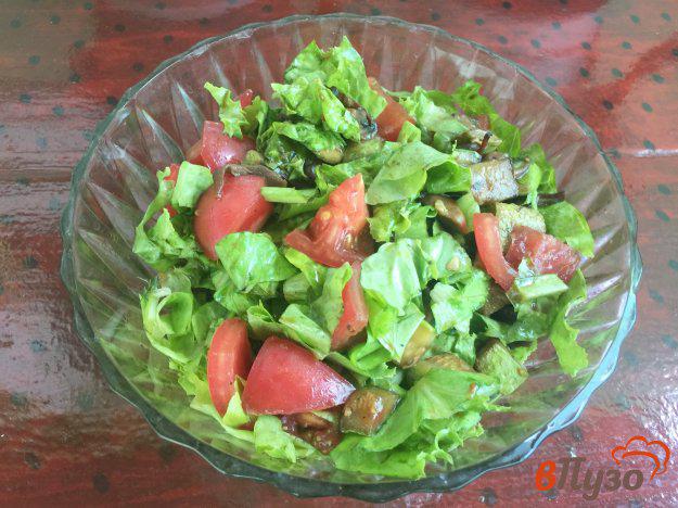 фото рецепта: Теплый салат из грибов, цуккини и помидора