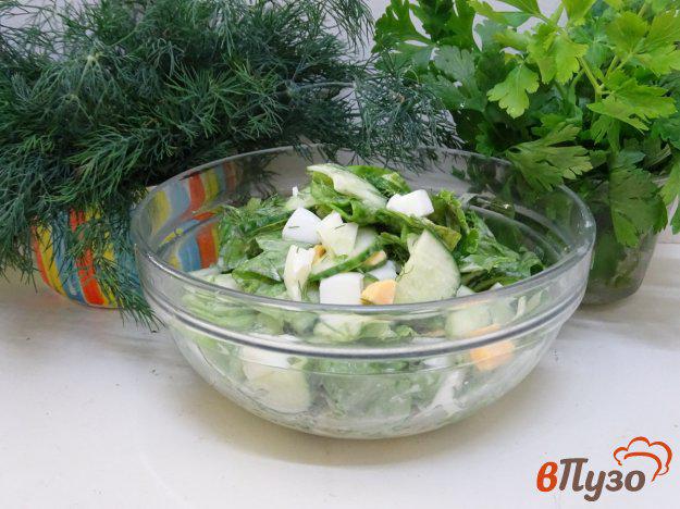 фото рецепта: Зелёный салат с яйцом и огурцом