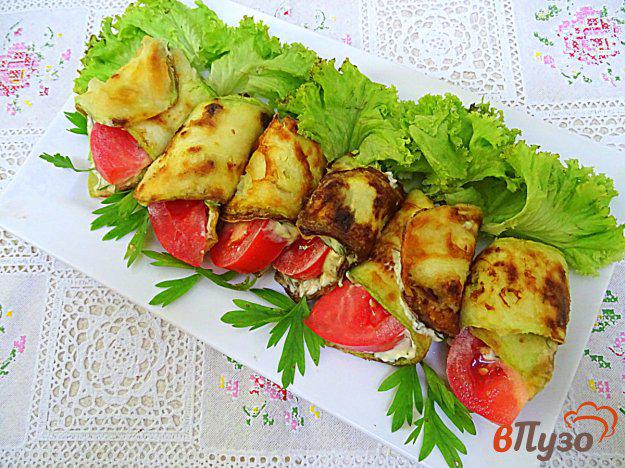 фото рецепта: Жареные кабачки с помидором и чесноком