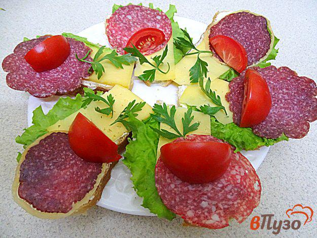 фото рецепта: Бутерброды с колбаслой и сыром