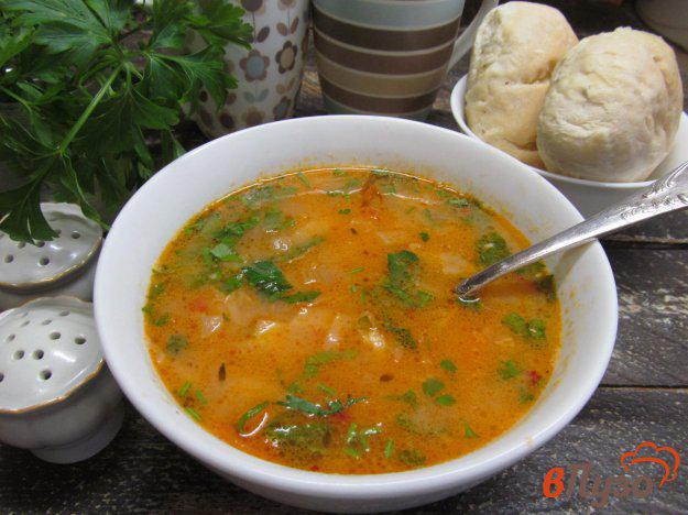 фото рецепта: Томатный суп с пастернаком фасолью и капустой