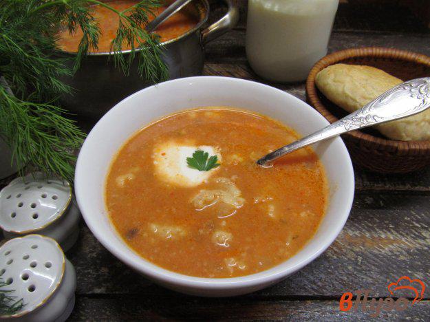 фото рецепта: Томатный суп с цветной капустой и картофельными клецками