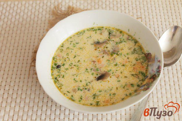 фото рецепта: Грибной суп с колбасой и сливками