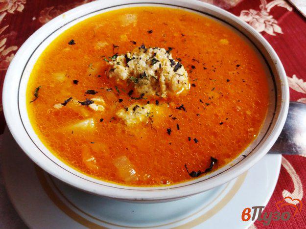 фото рецепта: Суп картофельный с фрикадельками и томатами