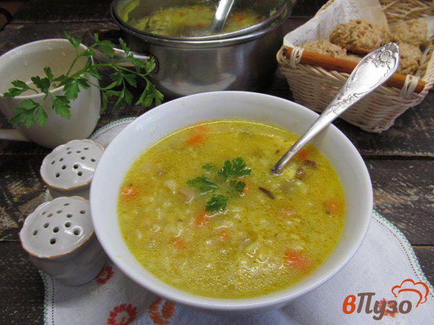 фото рецепта: Рисовый суп с фасолью и грибным соусом